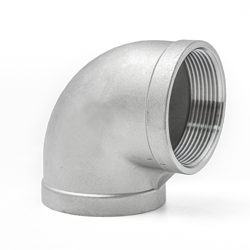 Conector de tubo de rosca interna doble para accesorios de tubería de acero inoxidable con codo de 90 grados