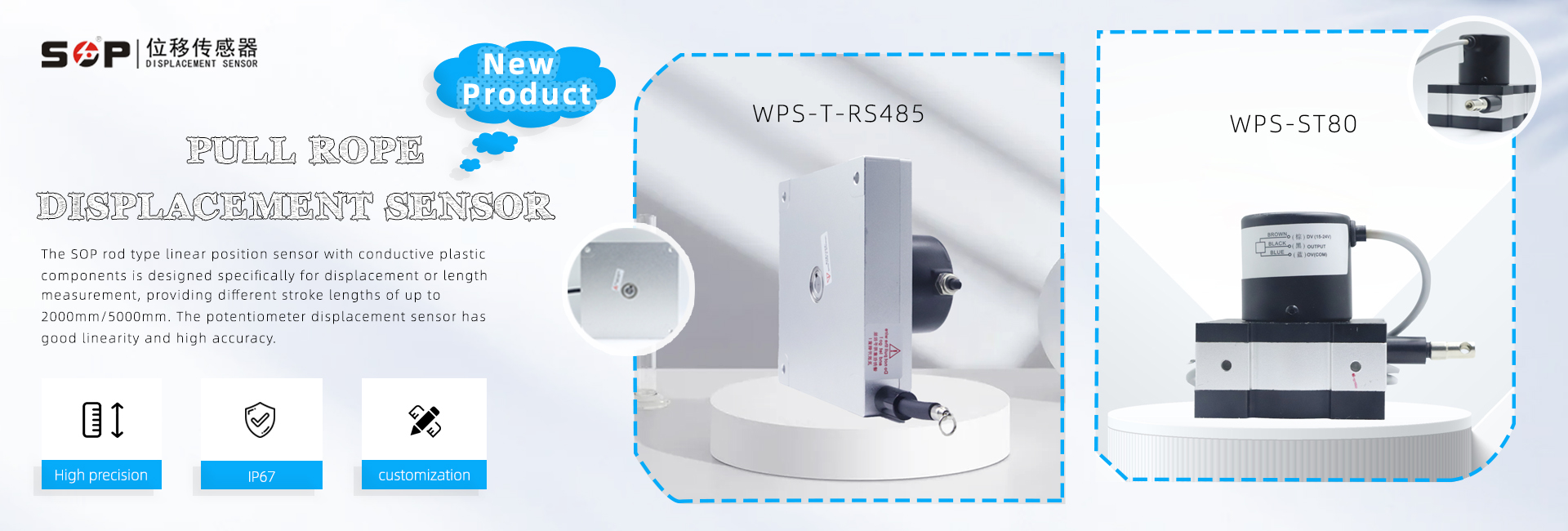 SOP rope displacement sensor