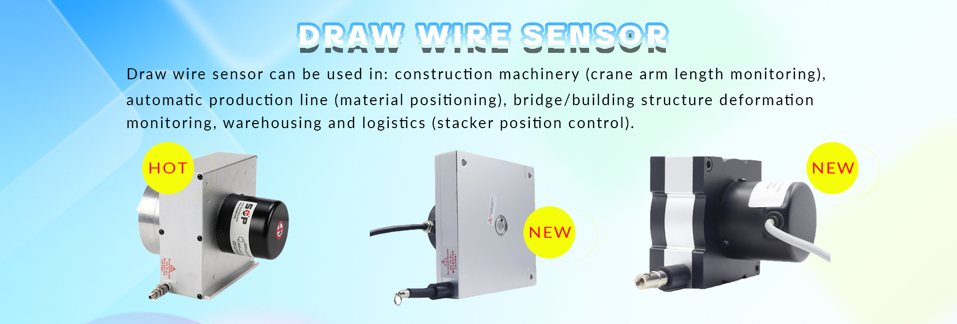 Pull rope displacement sensor