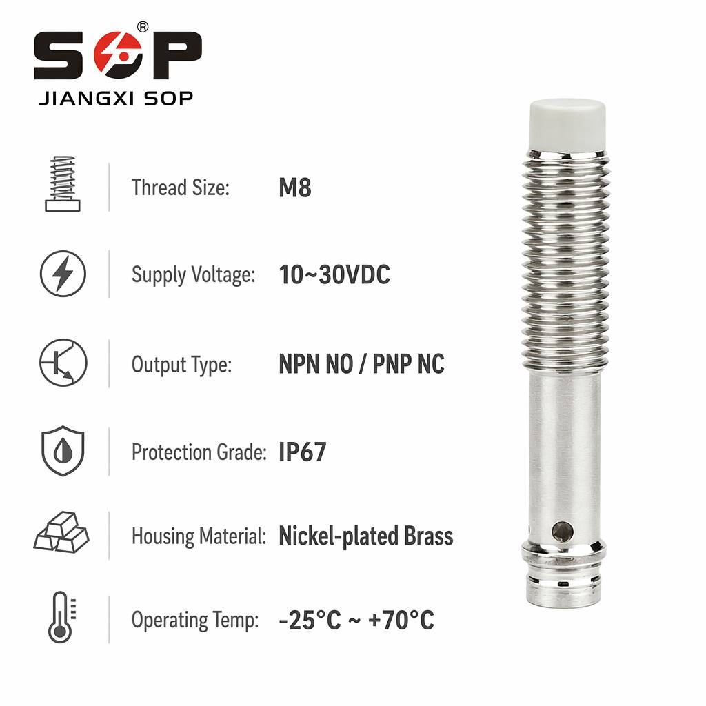 M8 Shielded Non-Shielded Inductive Proximity Sensor DC 3 Wire 1mm 2mm 4mm Detection NPN PNP NO NC IP67 Cylindrical Limit Switch