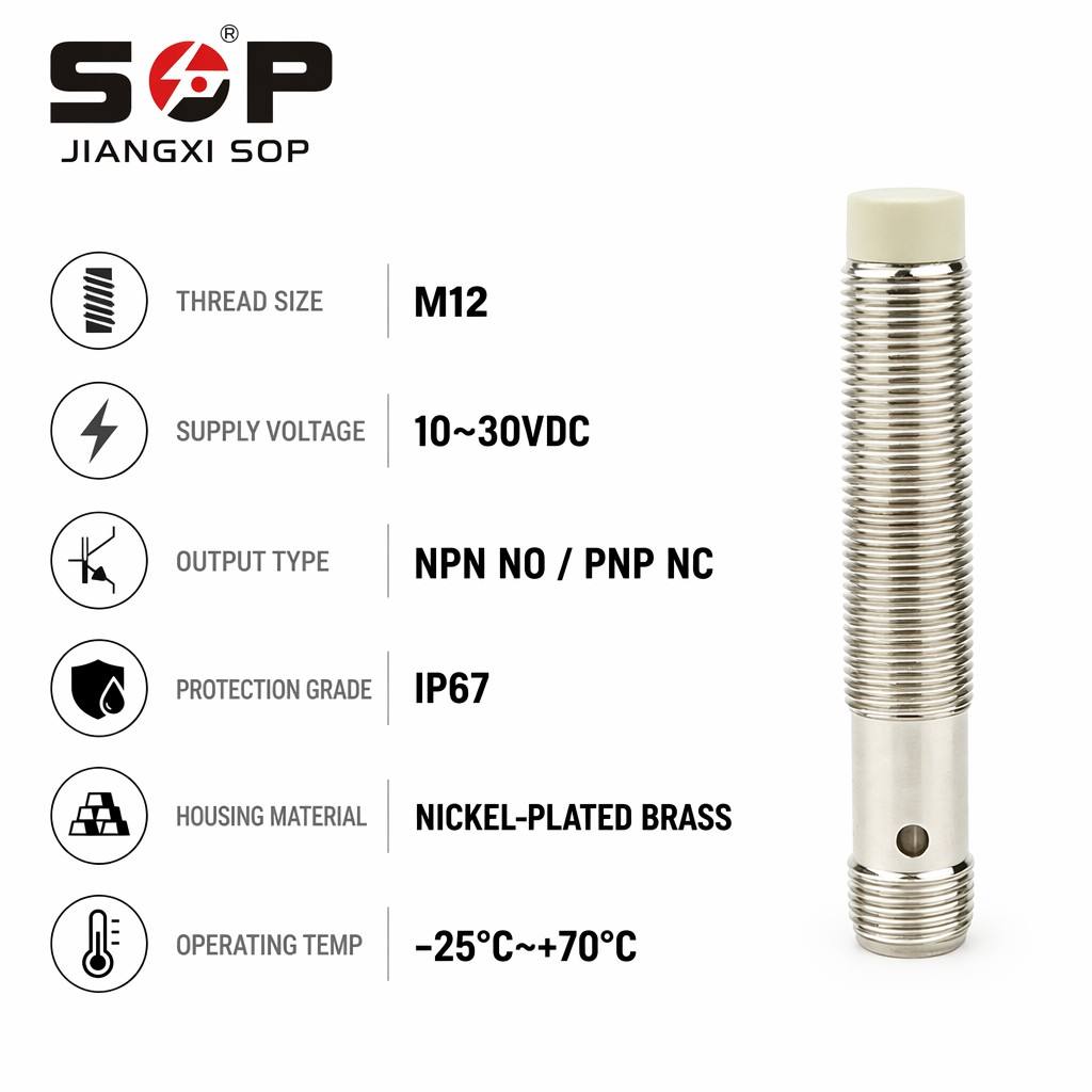 OEM Custom M12 Unshielded Inductive Proximity Sensor 4-8mm Detection NPN PNP NO NC 3-Wire IP67 for Metal Object Position Sensing