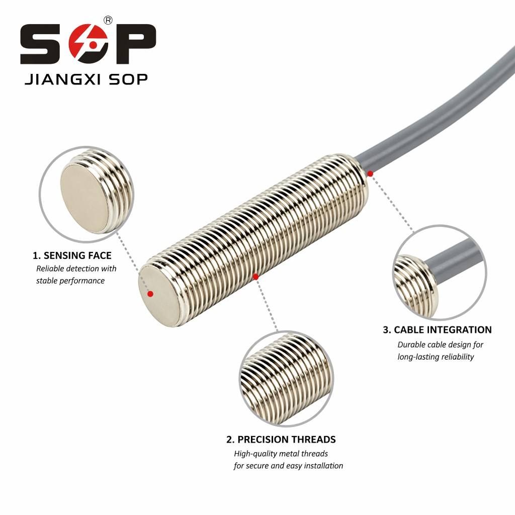 M12 Shielded Flush Inductive Proximity Sensor 2-6mm NPN PNP NO NC 3-Wire IP67 Brass 2M Cable for CNC Machine Position Detection