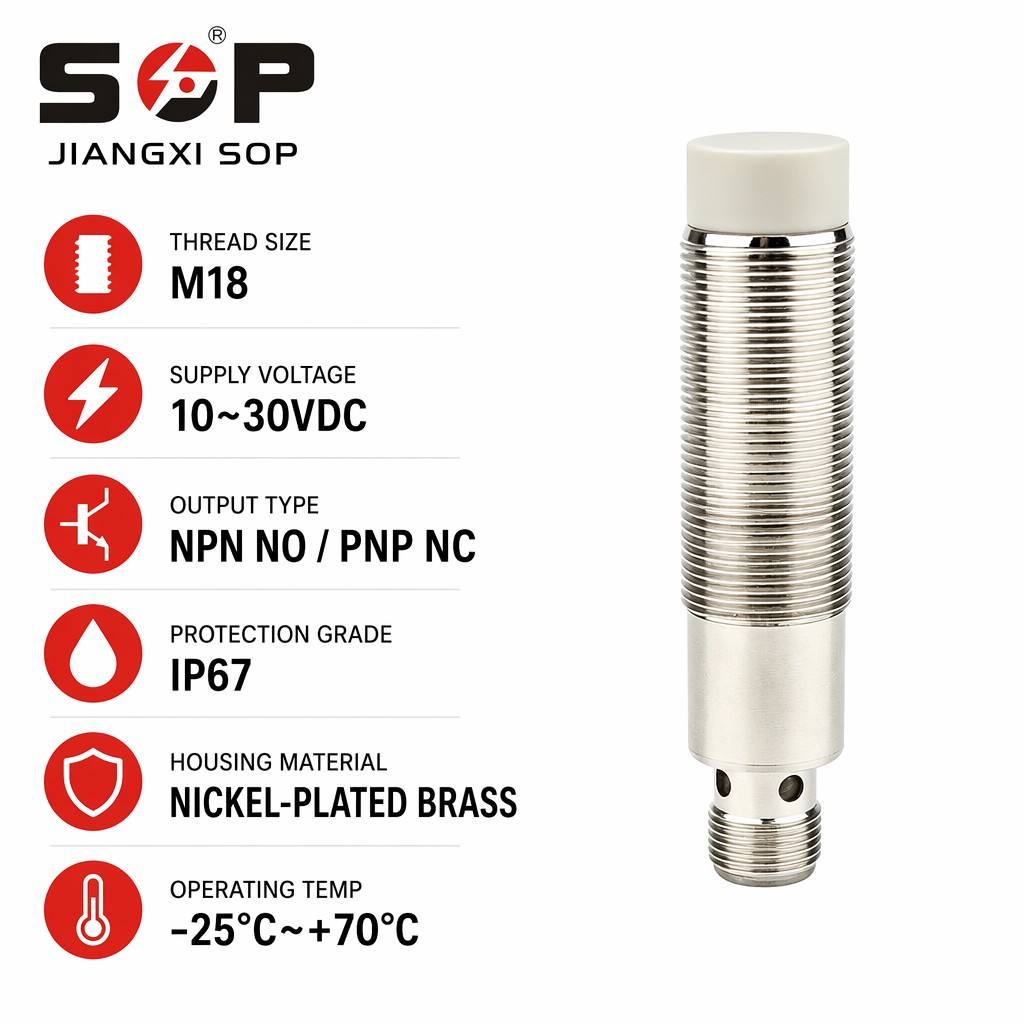 Customized M18 Non-Flush Unshielded Cylindrical Inductive Proximity Sensor 3-Wire Metal Detection Switch 8mm16mm for Robotic Arm