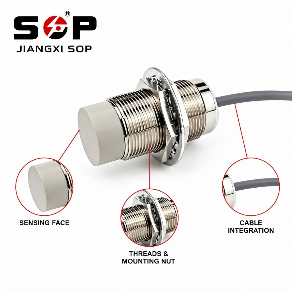 Cylindrical M30 Non-Shield Proximity Switch 16mm Sensing NPN/PNP NO NC IP67 Sensor for Factory Automation Metal Object Sensing
