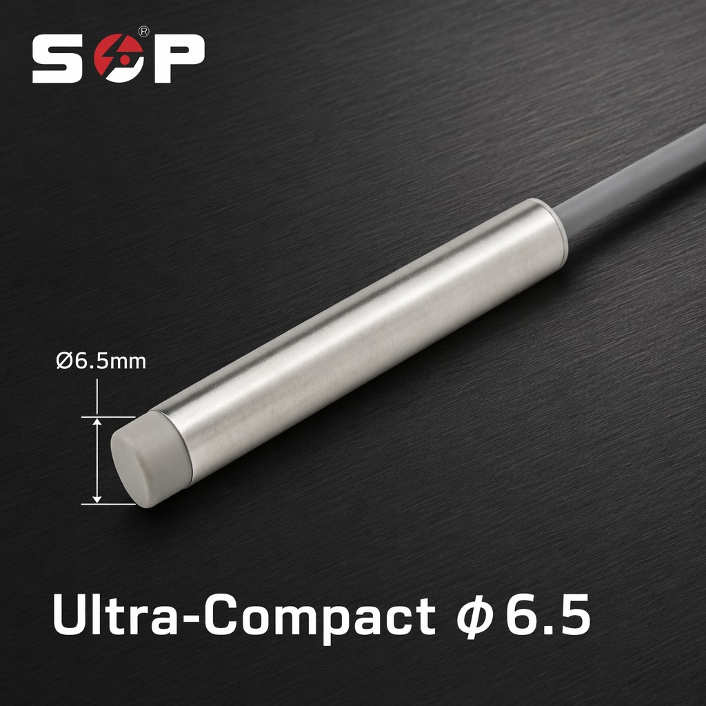 6.5mm Unshielded Inductive Proximity Sensor 2mm 6mm Long Sensing Range NPN PNP IP67 Stainless Steel for Robotic Automation