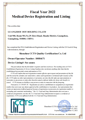 Export to the United States FDA certification