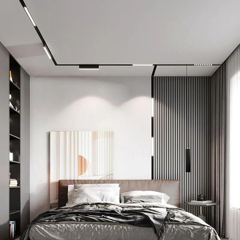 BINARIO LINEARE ESTERNO IN ALLUMINIO NERO PER TRACK LIGHTS Magnetiche Dc 48v 2mt Gf 3 2m 8021000271933