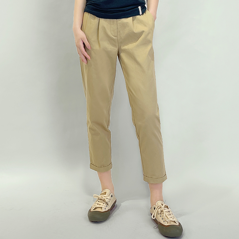 100% Cotton Twill Slope Pocket Ankle-length Trousers