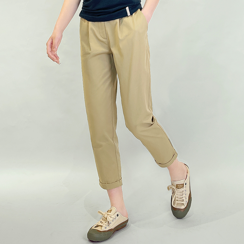 100% Cotton Twill Slope Pocket Ankle-length Trousers