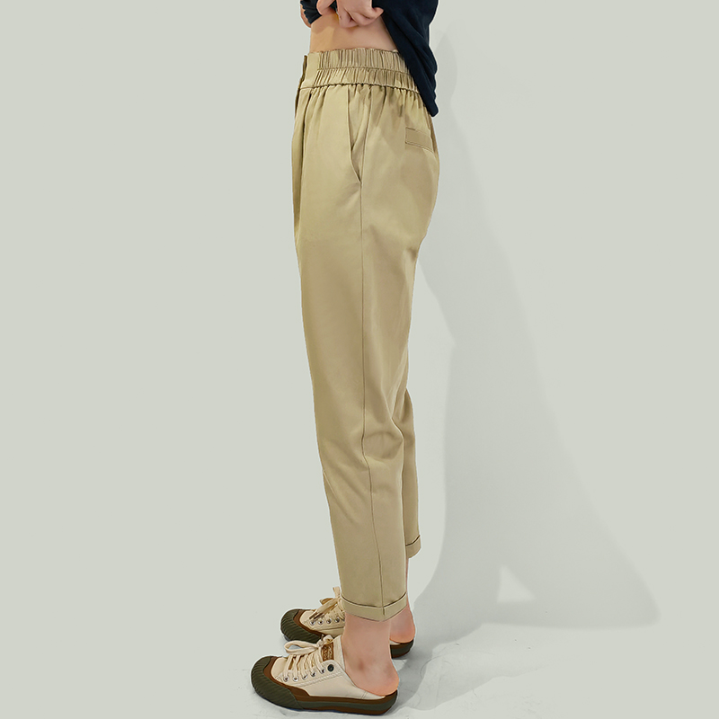 100% Cotton Twill Slope Pocket Ankle-length Trousers