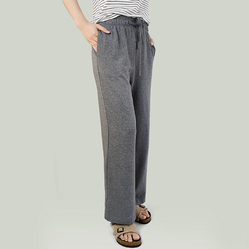 Elastic Waist Draw Stringt knit wide leg Long Pants