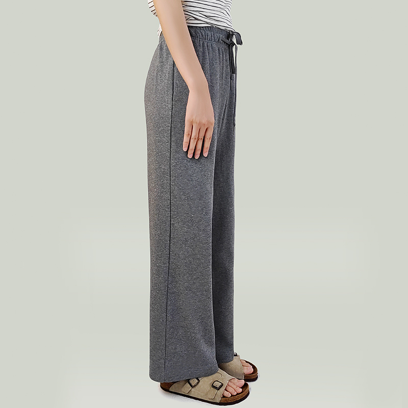 Elastic Waist Draw Stringt knit wide leg Long Pants