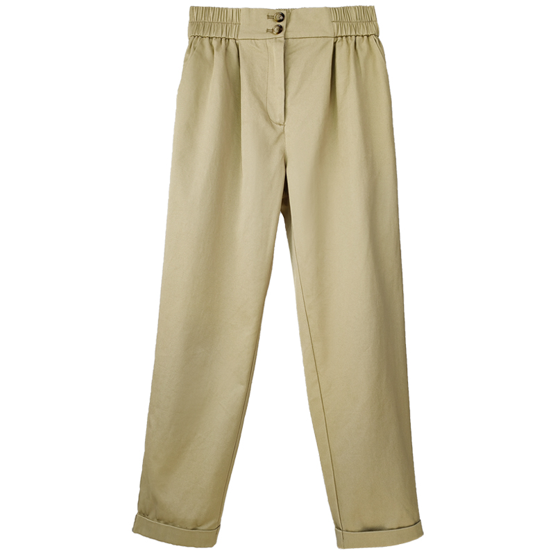 100% Cotton Twill Slope Pocket Ankle-length Trousers