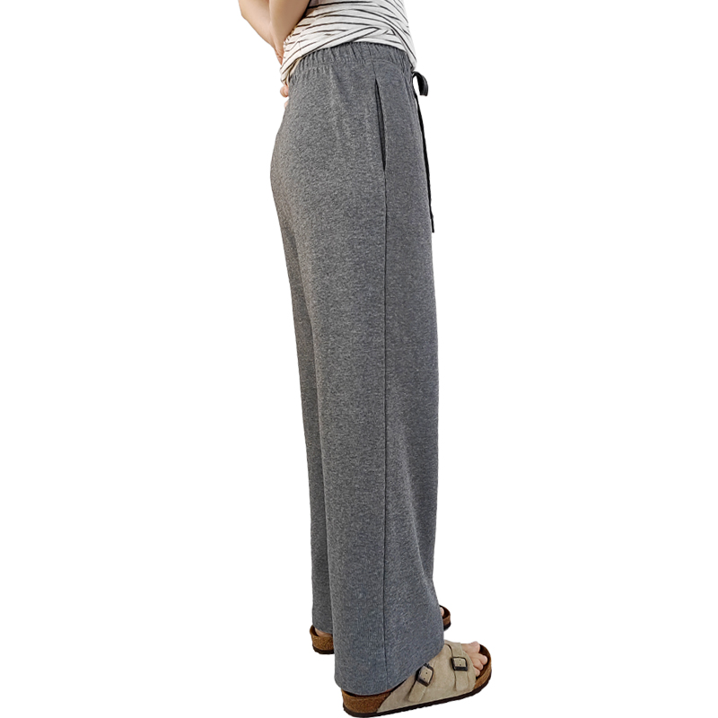 Elastic Waist Draw Stringt knit wide leg Long Pants