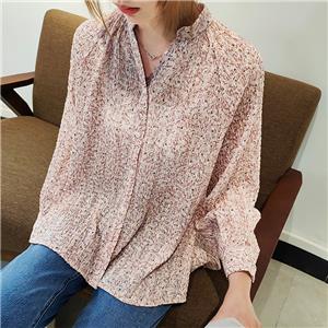 Print 100% Polyester Long Sleeve Blouse