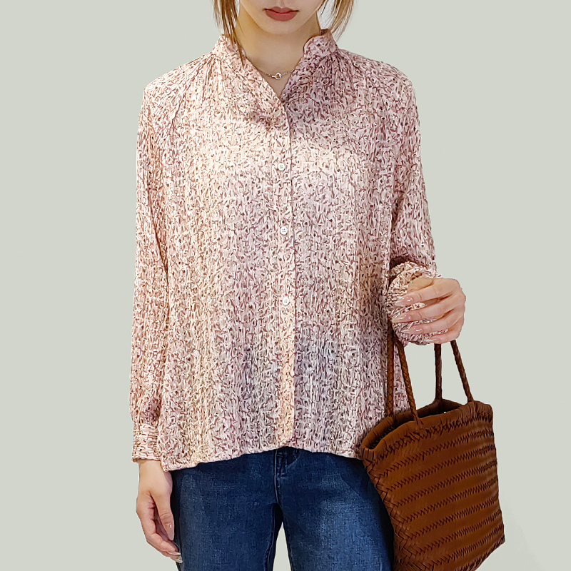 Print 100% Polyester Long Sleeve Blouse