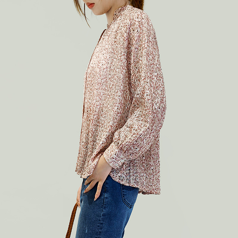 Print 100% Polyester Long Sleeve Blouse