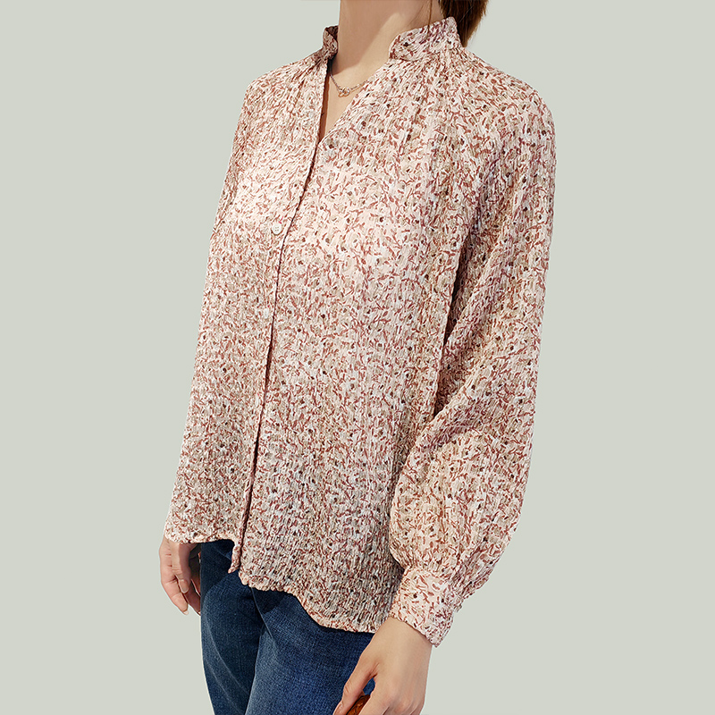 Print 100% Polyester Long Sleeve Blouse