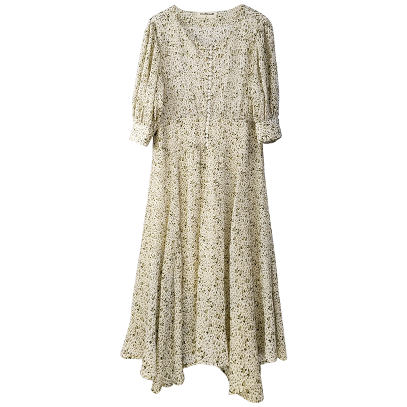 floral chiffon Puff Sleeve dress