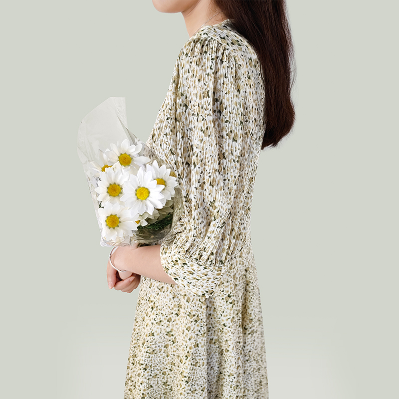 floral chiffon Puff Sleeve dress