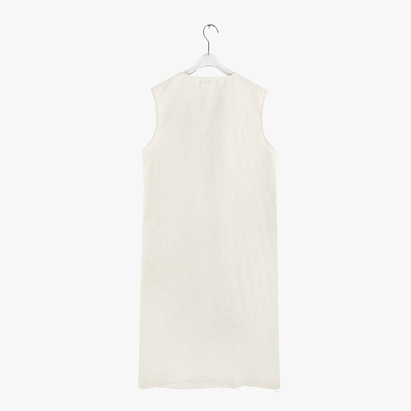 sleeveless linen V neck dress