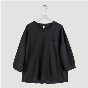 vent at back black knit blouse