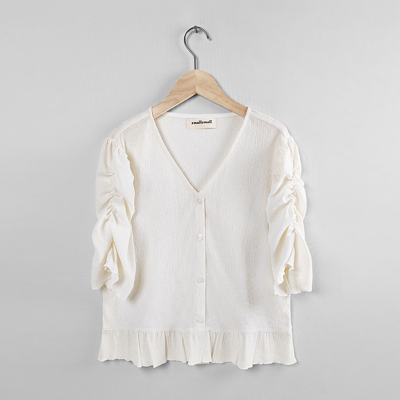 V neck ruffle blouse