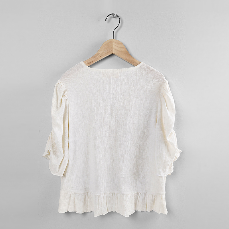 V neck ruffle blouse