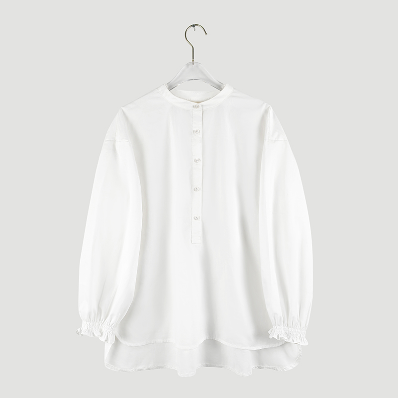 smocking cuff white blouse