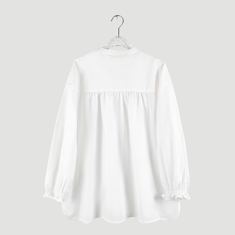 smocking cuff white blouse