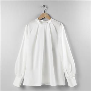 black button white gathering blouses