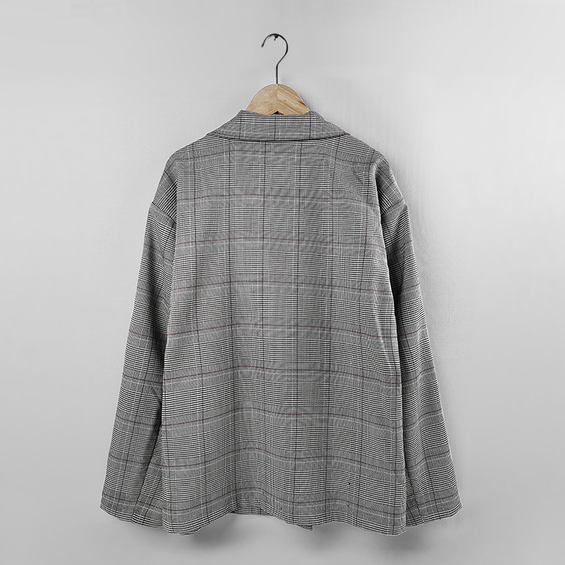 label collar check fabric jackets