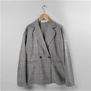 label collar check fabric jackets