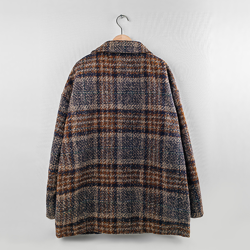 woolen checks long sleeve coats