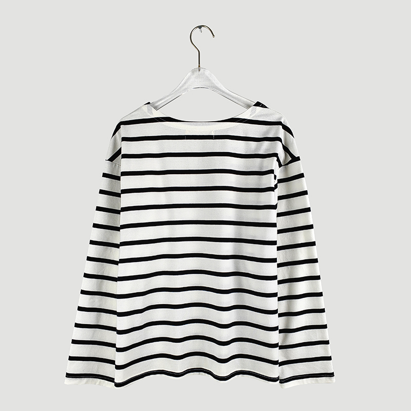 stripe long sleeve O neck shirts