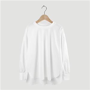 white round neck long sleeve shirts