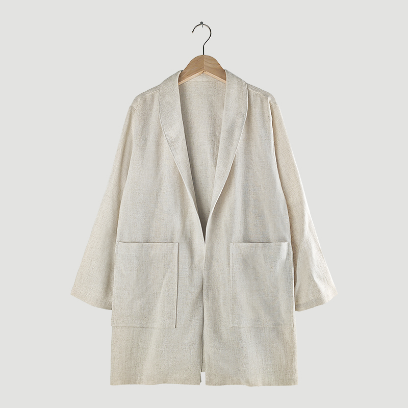 linen long jackets with shawl collar