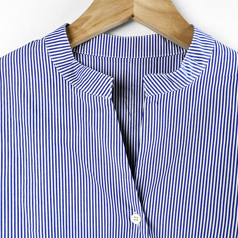 tiny stripe blouse with back button