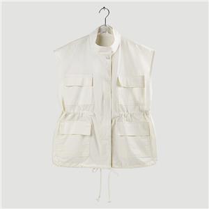 sleeveless drawstring pockets vest