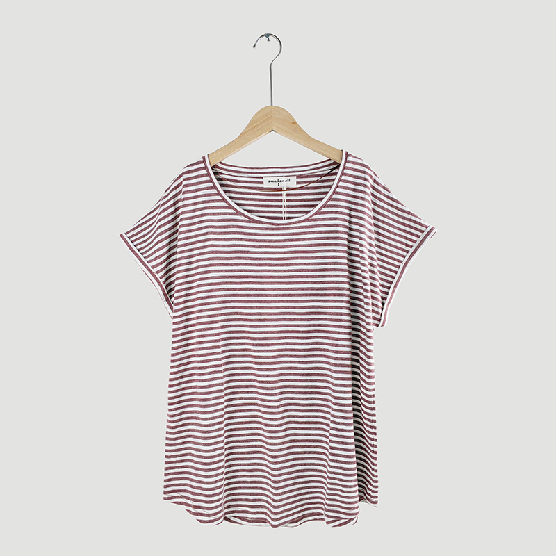 stripe round neck short T-shirts