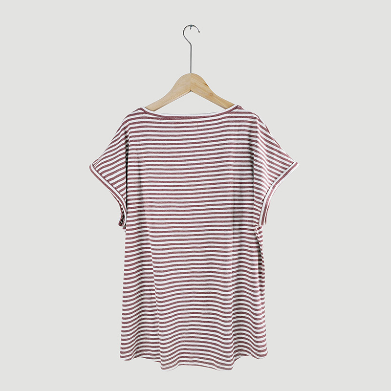 stripe round neck short T-shirts