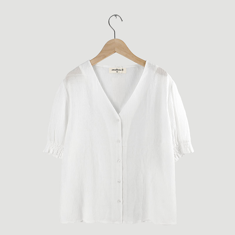 smocking short sleeve blouse