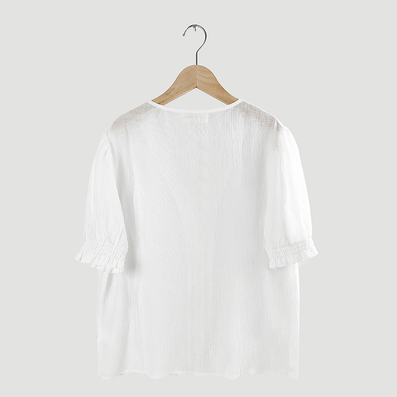 smocking short sleeve blouse