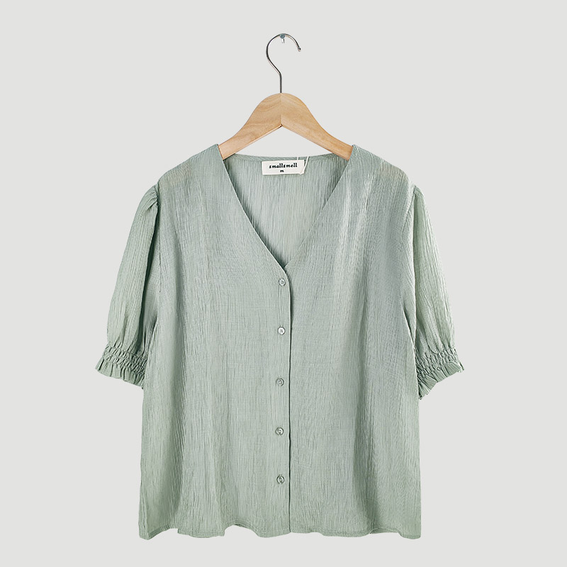 smocking short sleeve blouse