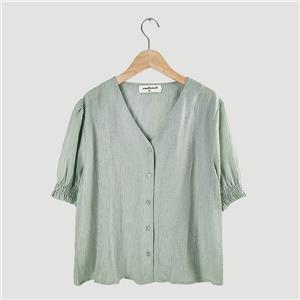 smocking short sleeve blouse