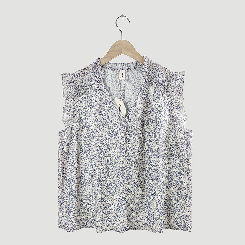 flora print ruffle blouse