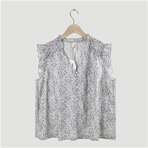 flora print ruffle blouse