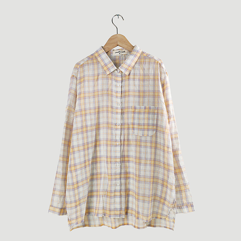 light check cotton blouse