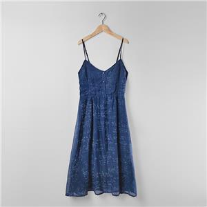 navy print smocking dress