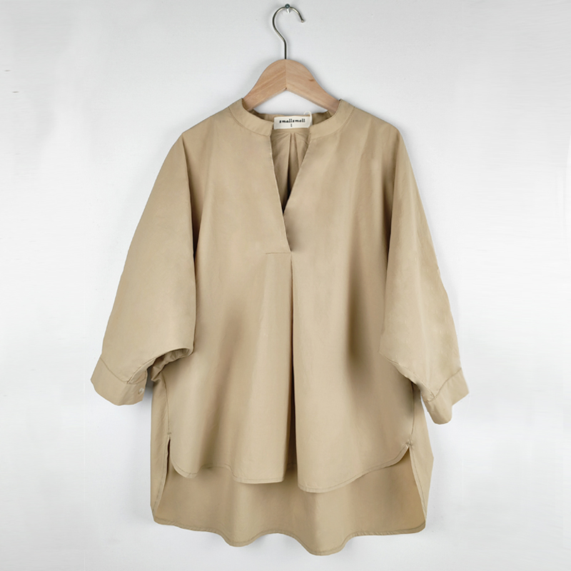 brown pleat blouse